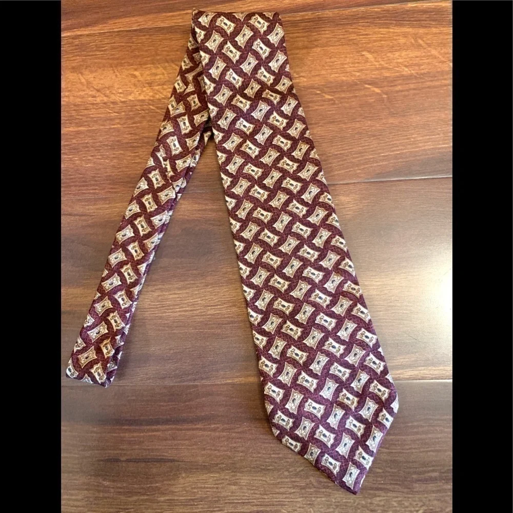 BUGATTI Burgundy/Red Silk Necktie